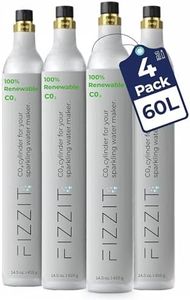 FIZZIT 60L Threaded CO2 4 Pack Canister Refill, Compatible with All Threaded 'Screw-In' Soda Makers Including Soda Machines,Excludes ART, TERRA & DUO (C02-4PK-A)