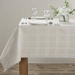 Home Beyond & HB design - Jacquard Plaid Rectangular Polyester Tablecloth, Wrinkle Resistant Waterproof Spillproof Table Cover Protector (60 x 120 Inch, Taupe)