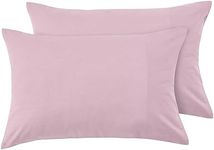 LINENOVA Luxury Cotton Blend Pillowcases (Set of 2) - Standard Size, Envelope Closure Soft and Breathable Pillowcases Set- 48x74cm-Light Pink