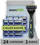 ShaveMOB 6-Blade Men's Razor Kit (Flex Head Handle + 24 Refills) (No Trimmer)- The Caveman Shaving Kit