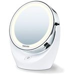 Beurer Plastic Bs 49 Illuminated Chrome Finish Round Floor Mount Standing Mirror with Bright Led Light with 12 LEDs and Battery Powered (Bs49, 11Cm Diameter, White, Framed)