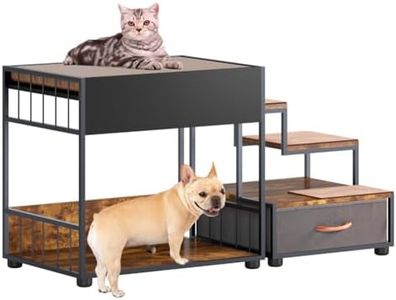 Dog Window Perch Pet Bunk Bed Pet Window Perch with Removable Non-Slip Cushion for Dogs and Cats, Wood Dog Perch to Look Out Window with Storage Drawer Black