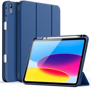 JETech Funda para iPad 10 (10,9 Pulgadas, 2022 Modelo, 10.ª Generación) con Portalápiz, Slim Tableta Cover con Suave TPU Trasera Carcasa con Auto-Sueño/Estela (Marino)