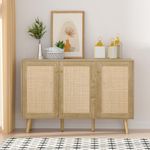 Giluta Sideboard Cabinet with Natural Rattan Doors,Hallway Buffet Cabinet Entryway Accent Cabinets, Storage Cabinet for Kitchen