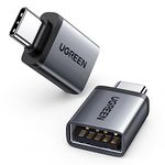 UGREEN USB C to USB Adapter 10Gbps, 2 Pack Type A Female to Type C Male Adaptor Aluminum OTG Cable Compatible with iPhone 16 15 Pro Max MacBook Air iPad Galaxy S24, Thunderbolt 4/3 Devices Dark Gray