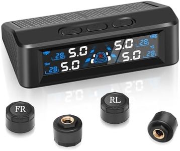 Avutrel TPMS Reifendruck-Überwachung mit Solar/USB, Fahrzeug & Temperaturalarm, Auto EIN/Aus für Wohnmobile, SUV, Limousinen, MPV, 4 Externe Sensoren (72psi,5bar)