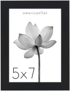 Americanflat 5x7 Picture Frame with Shatter-Resistant Glass - Soho Collection - Gallery Style Deep Molding Frame for Tabletop and Wall Display - Black