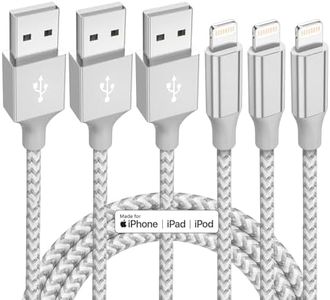 iPhone Charger 3 Pack 10 ft Apple MFi Certified Lightning Nylon Braided Cable Fast Charging Cord Compatible with iPhone 13 12 11 Pro Max XR XS X 8 7 6 Plus SE iPad and More