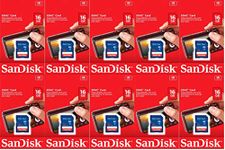 Sandisk 16GB (10 Pack) SD Card Bundle SDHC Class 4 Flash Memory | Model SDSDB-016G-B35 |