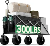 Festival Trolley, 300L Folding Beach Trolley Cart with Adjustable Tailgate, 360° Wheels and Brake Load up 150KG, Adjustable Handle Cover Bag, All-Terrain Wagon or Beach Camping Garden