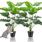 Duscdesp 2PCS Artificial Plants Indoor, Large Monstera Plant Tree Fake Plants Palm Plants In Pot,Tall Artificial Plants Outdoor Faux Plants Home Garden Office Decor Monstera Plant (2PCS Monstera)