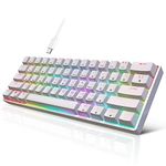 targeal 60% Mechanical Gaming Keyboard - 61 Keys Gateron Blue Switch Quiet Office Computer Keyboard - Multi Color RGB Rainbow Led Backlit - Programmable for PC/Windows/Mac/Gamer - USB Wired - White