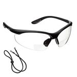 voltX 'CONSTRUCTOR' BIFOCAL Reading Safety Glasses (CLEAR +2.0 Dioptre) UKCA & CE EN166F certified/Cycling Sports Glasses include's safety cord + UV400 anti-fog coated lens