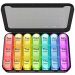 Zoolion Weekly Pill Box 7 Day 3 Times a Day (Morn/noon/Night), Daily Portable Travel Pill Box Organiser, Tablet Box with Large Compartments, Hold for Fish Oils, Vitamins, Supplements (Black)