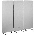 VIVO Freestanding 183cm x 168cm Privacy Panel, Cubicle Divider, Acoustic Wall Partition, x3 61cm Panels, Gray (PP-3-T072G)