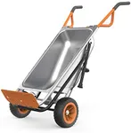 WORX WG050 Aerocart Multifunction 2-Wheeled Yard Cart, Dolly, and Wheelbarrow with Flat Free Tires – Orange, Black, and Silver 18" x 12" x 42"