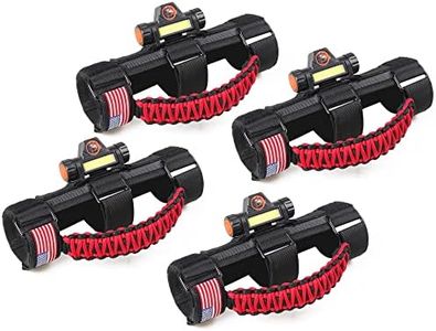 sukemichi Handles Grab Roll Bar Grab Handles with Light for Jeep Wrangler Accessories TJ JK JL YJ Unlimited Rubicon Sahara 2 Door 4 Door Jeep Gladiator JT, Rechargeable Dome Light, Red, 4 Pack