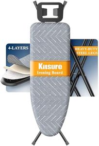 Kitsure Folding Ironing Board - Height Adjustable Iron Board in Full Size, Wobble-Free & Heavy-Duty Ironing Board with Cover and Pad for Heat Resistance, Grey, 43" L x 13" W x 35.8" H