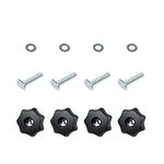 POWERTEC 71484 T Track Knob Kit w/ 7 Star Knob, 1/4-20 Threaded Bolts and Washers, Set of 4 T Track Bolts, T Track Accessories for Woodworking Jigs and Fixtures