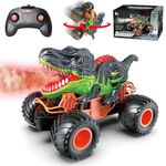 RC Dinosaur Car Toys for Kids 2.4GHz Remote Control Truck with Light, Sound & Spray Electric Monster Trucks Gifts for Boys Girls 3,4,5,6,Years Old