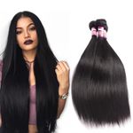 AULESSE Human Hair Bundles 16 18 20 Inch Brazilian Virgin Hair 100% 12A Straight Bundles Human Hair WeaveBundles Unprocessed Hair Extensions for Women Natural Black