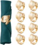 Gold Leaf Napkin Rings Set of 8, Metal Material