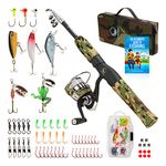 Oystern Kid’s Fishing Pole Kit with Spinning Reel - 62 Piece Tackle Bag, 4lb Line - Including Beginner’s Guide eBook - Toddler Fishing Pole Combo - Youth Telescopic Portable Rod - Kids Fishing Gear