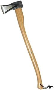Prandi Axes C45 Forged Carbon Steel Axe with Splitting Wedge - Hickory Handle with Leather String -Ideal for Firewood, Splitting, and Chopping - S/N 3.016.20.TH - 31.5"L x 7.4"W, 2000g Head, No Sheath