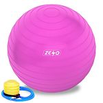 ZENO Exercise Ball - 65CM | Pregnancy Ball for Stability | Yoga Ball for Gym, Pilates & Balance | Pilates Ball with Quick Foot Pump | Anti Slip Ball (Pink)