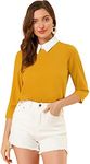 Allegra K Women's 3/4 Sleeves Contr