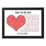 Best Teacher Gifts - PERSONALISED Heart Poem Gifts for Teachers, Teaching Assistants, TA, Nursery Teachers, Childminder - Teacher Appreciation Poem - End of Term, School Leaving Gifts