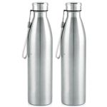 LiMETRO STEEL Water Bottle For Office Home | Water Bottle Steel | Steel Water Bottle For Kids School (Silver - 2 Pcs)