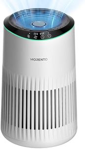 MORENTO Air Purifiers for Home, Air Purifier for Smoke Pet Dander Odors with Fragrance Sponge, Small Air Purifier with Sleep Mode for Bedroom Office, Blue Ambient Light, MR2566, White, 1 Pack