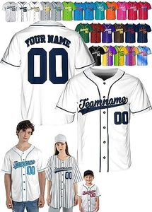 Custom Baseball Jersey - Personalized Baseball Shirt Sport Uniform for Men Women Adult Boy - Customized Make Your Own Jerseys White/Navy