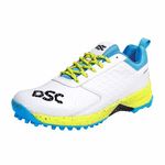 DSC Jaffa 22 Cricket Shoes for Men and Boys UK-10 White/Lime-Yellow