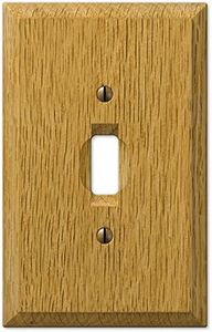 Amerelle 4025T Traditional Single Toggle Wood Wallplate, Light Oak