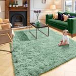 amdrebio Sage Green Fluffy Living Room Rugs, Furry Area Rug 5x8 for Bedroom, Shag Kids Room, Decor, Fuzzy Carpet Nursery, Plush Game Soft Shaggy Play