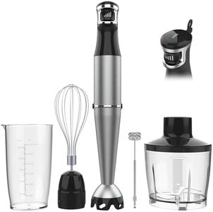 Immersion Blender Handheld Corded Hand Blenders Set 1100W, Trigger Variable Speed 5 in 1 Stick Emulsifier with Chopper, Whisk and Frother for Soup, Baby Food and Smoothies