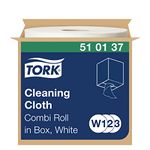 Tork Cleaning Cloth White W1/2/3, Repeated Use, 1 x 400 Cloths, 510137, 1 x 152 m