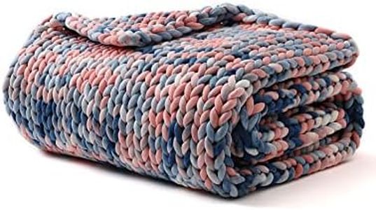 YnM Weighted Blanket, Handmade Chunky Knitted Design, Soft and Cozy, Temperature Regulating and Breathable, Machine Washable Throw for Sleep or Home Decor (Pink Sky Tie-Dyed, 80x87 Inch, 25lbs)