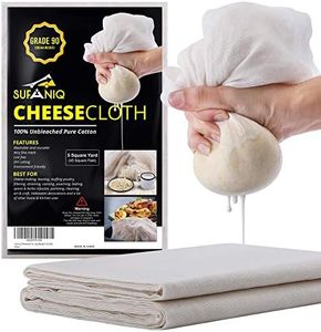 Sufaniq Cheese Cloths, Grade 90 (45 Sq Feet) 100% Pure Cotton Reusable Cheesecloth, Unbleached Ultra Fine Fabric, Cheesecloth for Straining, Premium Butter Muslin Cloth for Straining - 5 Sq Yard