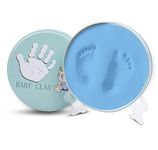 BABIES BLOOM Handprint And Footprint Kit, Baby Imprint Keepsake Kit, Round Shape Baby Footprint Kit, Newborn Baby Gift (Blue)