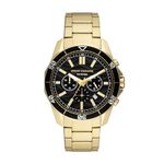 Armani Exchange Stainless Steel Analog Black Dial Men Watch-Ax1958, Gold Band