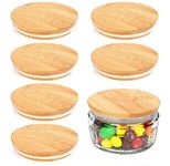 Bamboo Lids for Gü Pots, ANOTION Bamboo Lid Compatible with Gu Puds Cheesecake Jars, Reusable Airtight Glass Storage Can Lids for Gu Pot, 6 Packs