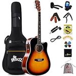 Winzz Electro-Acoustic Guitar for Adults, 4/4 Full Size Beginner Guitar Folk for Children over 12 years (41 Inches, Steel-string, Sunburst Glossy)