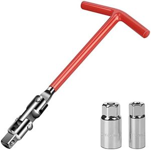 sukudon Spark Plug Set, T- Spark Plug Socket, Spark Plug Removal Tool 16mm 21mm (Red) Square Small and Portable