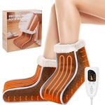 Split Electric Foot Warmer, Quick Heating Pad for Feet, 6-Level Heated Slippers for Men Women, Soft Heated Boots, Feet Warmer with Detachable Washable Liner for Home, Christmas