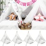 Syhood 4 Pack Kids Inflatable Bed Teepee Tent Set, Includes 4 Portable Air Mattresses, Foldable Tents, and White Flat Sheets