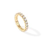 PAVOI 14K Yellow Gold Plated Cubic Zirconia Rings | 3.0mm Eternity Bands | Yellow Gold Rings for Women Size 5