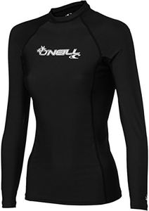 O'Neill UV Sun Protection Womens Basic Skins Long Sleeve Crew Sun Shirt Rash Guard, Black, Medium